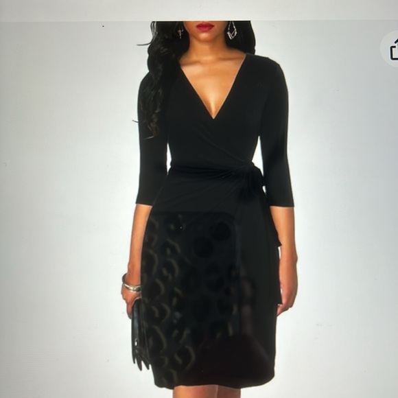 Berydress Dresses & Skirts - NWOT BERYDRES CLASSIC BLACK WRAP DRESS. 3/4 sleeve, 65% cotton. Size XL